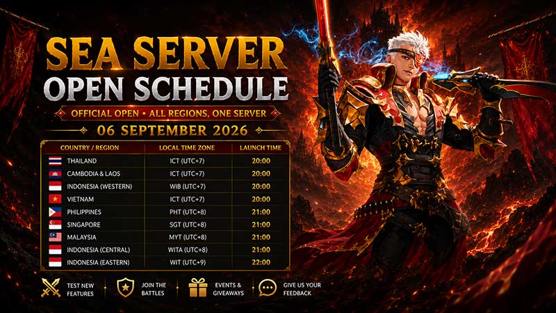 Official SEA Server Open Schedule and Regional Timezones